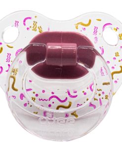 پستانک ارتودنسی دسته دار شفاف چاپدار وی کر مدل happy سایز +12 ماه