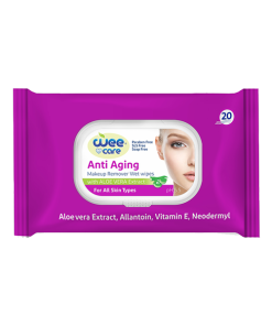 دستمال مرطوب پاک کننده آرایش وی کر 20 برگی پاکتی درب دار ضدپیری- Anti Aging