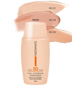 کرم ضد آفتاب رنگی ژیناژن مدل SPF50-01-02-03 مناسب پوست های معمولی و خشک حجم 50 میلی لیتر