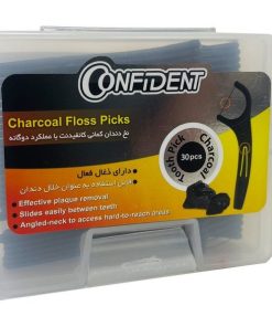 نخ دندان کانفیدنت مدل کمانی ذغالی | Floss Pick Charcoal